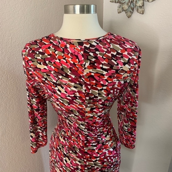 Laundry By Design Faux Wrap Colorful Print Dress - Picture 8 of 11